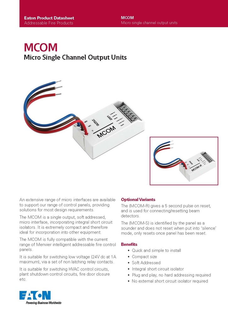 MCOM Micro Single Channel Output Unit