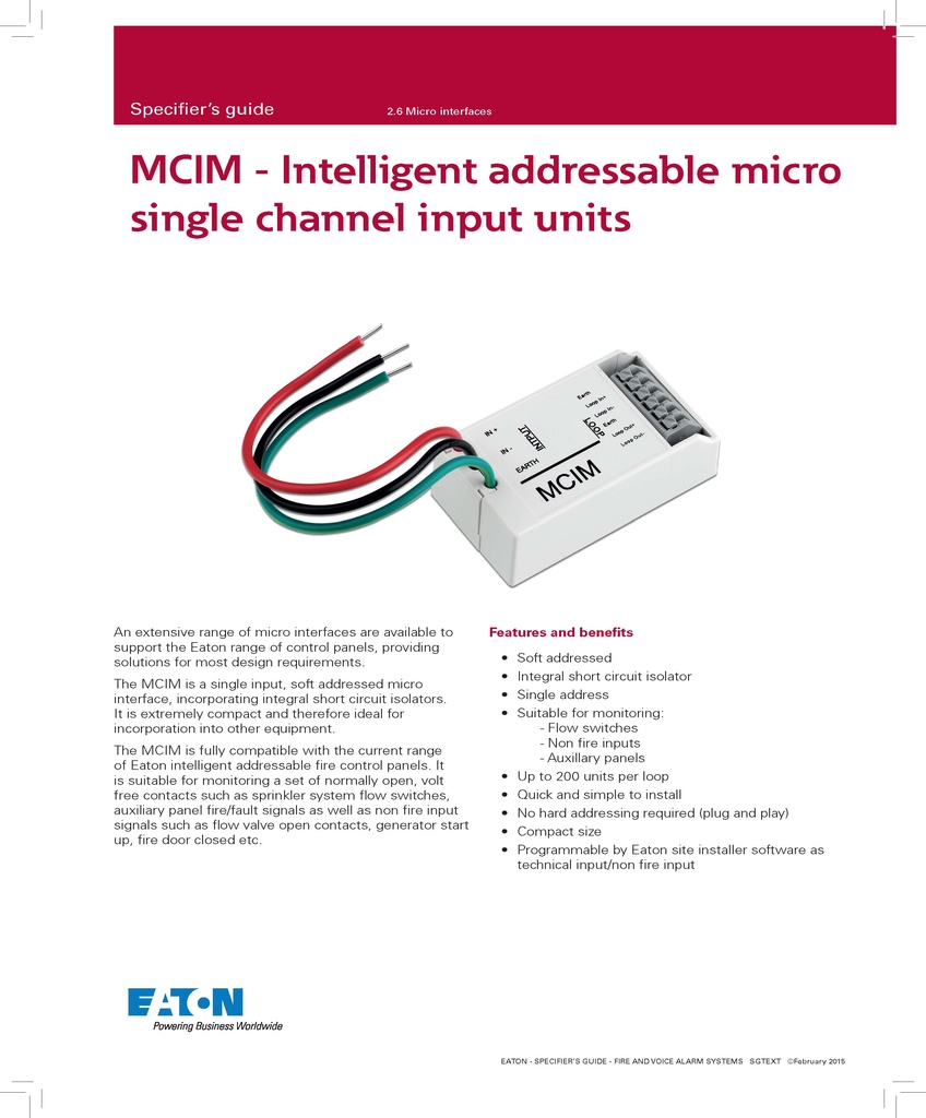 MCIM Micro Single Channel Input (Addessable)