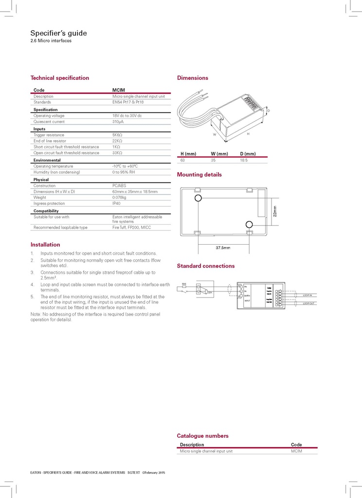 MCIM Micro Single Channel Input (Addessable)